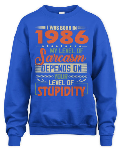 1986 HH89-K2 – Vintage Born to Be Sarcastic T-Shirt - Unisex Sweatshirt - Royal