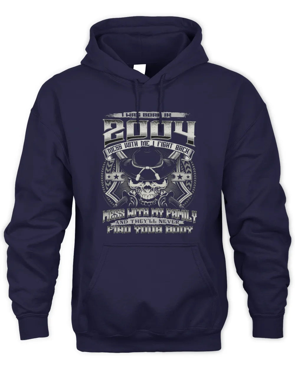 2004 HH89-K2 – T-shirt – Theme: "Birth Year – Family Always Protects" - Unisex Hoodie - Navy