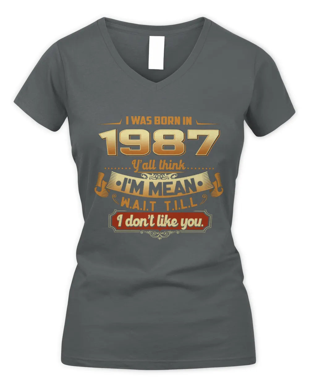 1987 HH89-K2 – Funny Birth Year Attitude Quote T-Shirt - Women's V-Neck T-Shirt - Charcoal