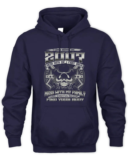 2007 HH89-K2 – T-shirt – Theme: "Birth Year – Family Always Protects" - Unisex Hoodie - Navy
