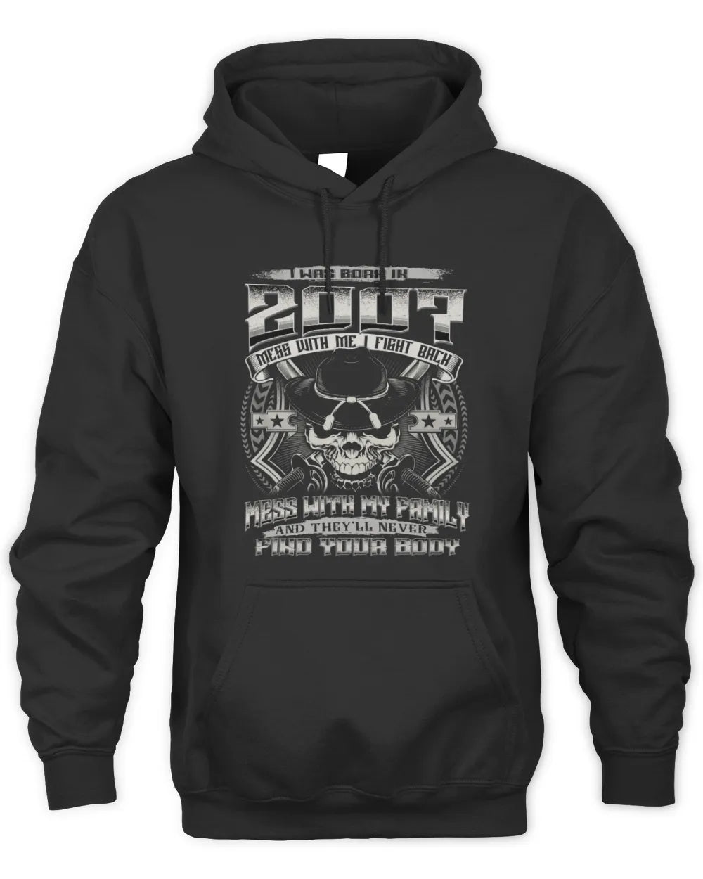 2007 HH89-K2 – T-shirt – Theme: "Birth Year – Family Always Protects" - Unisex Hoodie - Black