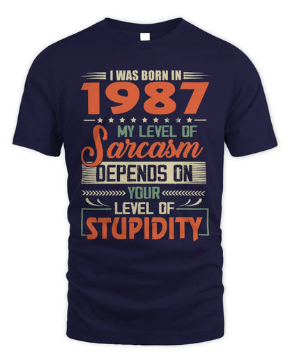 1987 HH89-K2 – Vintage Born to Be Sarcastic T-Shirt - Unisex Standard T-Shirt - Navy