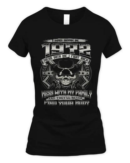 1972 HH89-K2 – T-shirt – Theme: "Birth Year – Family Always Protects" - Women's Standard T-Shirt - Black