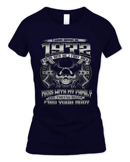 1972 HH89-K2 – T-shirt – Theme: "Birth Year – Family Always Protects" - Women's Standard T-Shirt - Navy