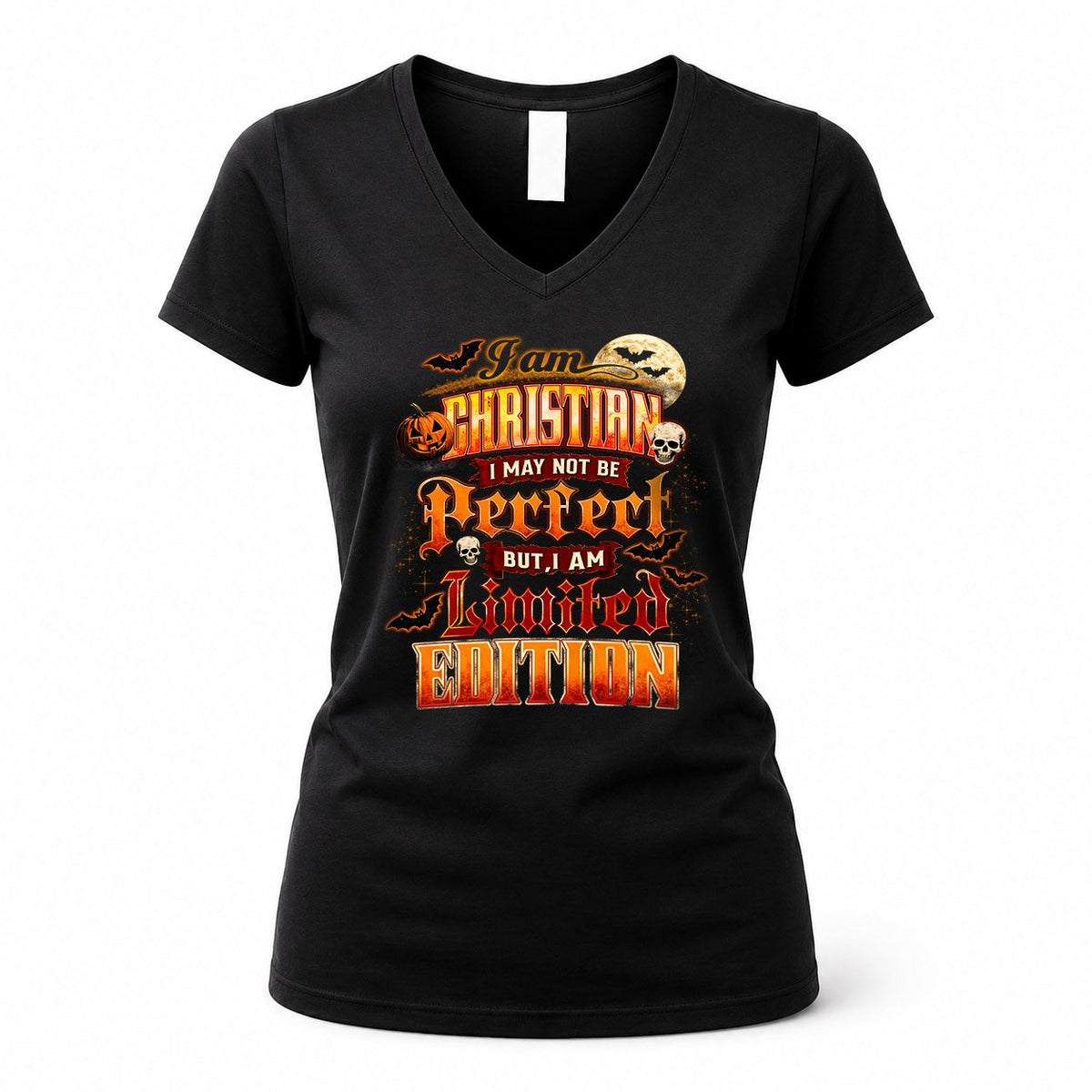 CHRISTIAN HH-F008 – Personalized Name Halloween Shirt – “I May Not Be Perfect, But I Am Limited Edition” Custom Apparel