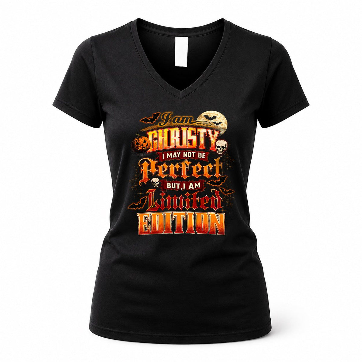 CHRISTY HH-F008 – Personalized Name Halloween Shirt – “I May Not Be Perfect, But I Am Limited Edition” Custom Apparel