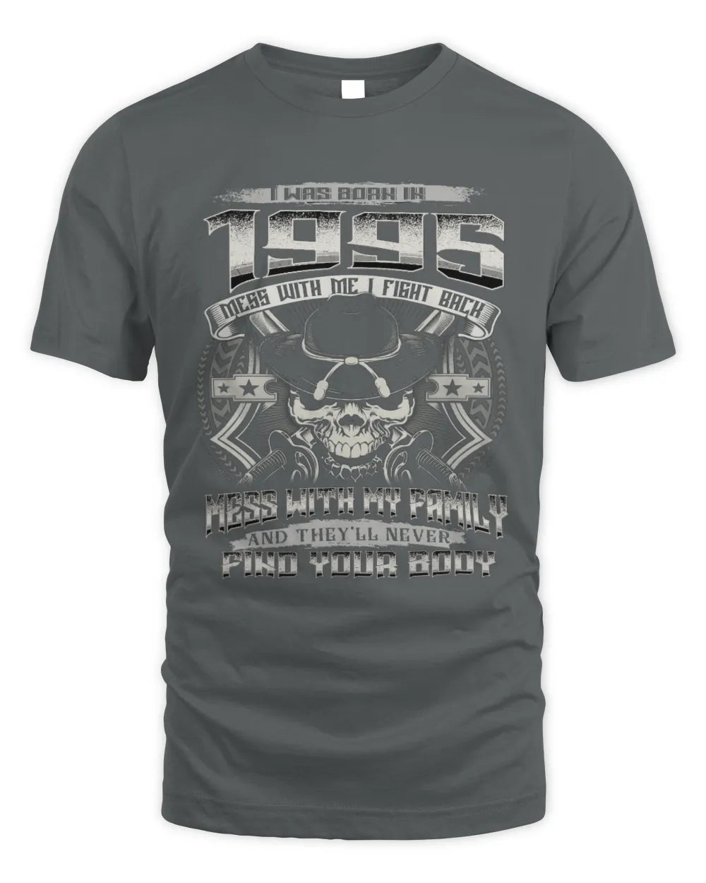 1995 HH89-K2 – T-shirt – Theme: "Birth Year – Family Always Protects" - Unisex Standard T-Shirt - Charcoal