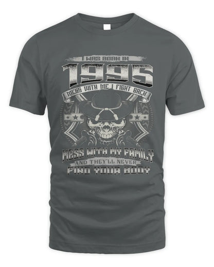 1995 HH89-K2 – T-shirt – Theme: "Birth Year – Family Always Protects" - Unisex Standard T-Shirt - Charcoal