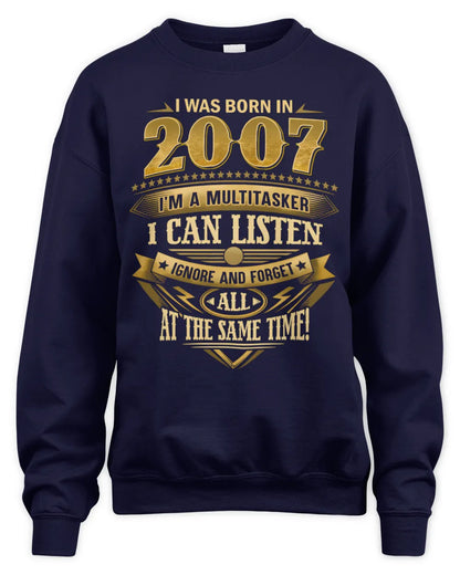 2007 HH89-K2 – Funny Birth Year Multitasker Quote T-Shirt - Unisex Sweatshirt - Navy