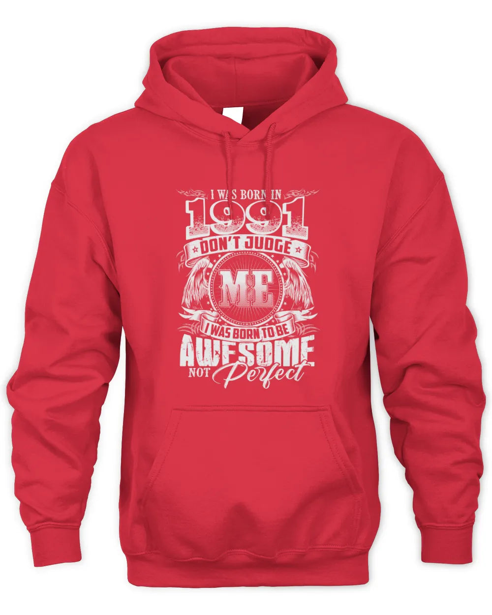 1991 HH89-K2 – Awesome Birth Year Quote T-Shirt - Unisex Hoodie - Red