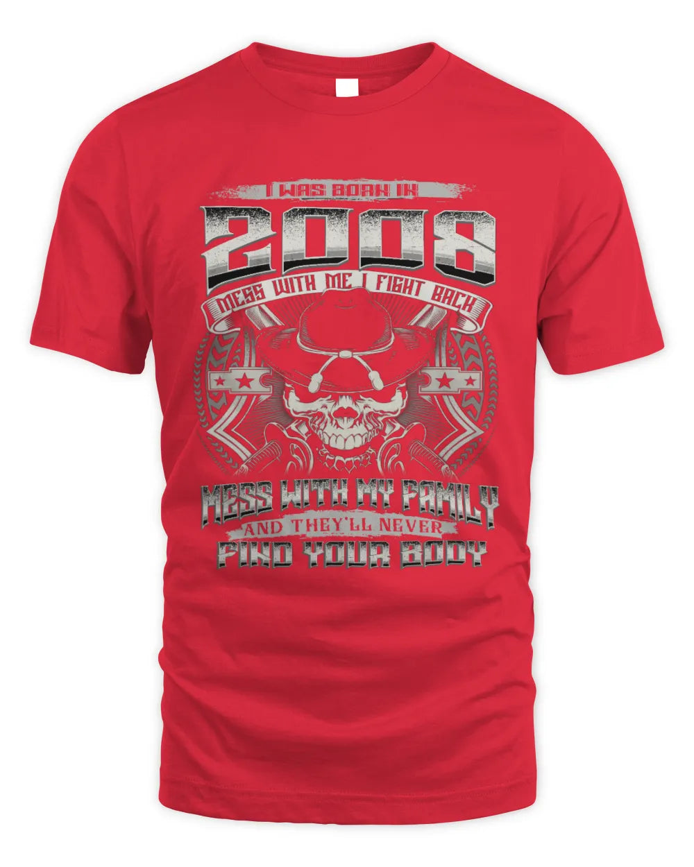 2008 HH89-K2 – T-shirt – Theme: "Birth Year – Family Always Protects" - Unisex Standard T-Shirt - Red