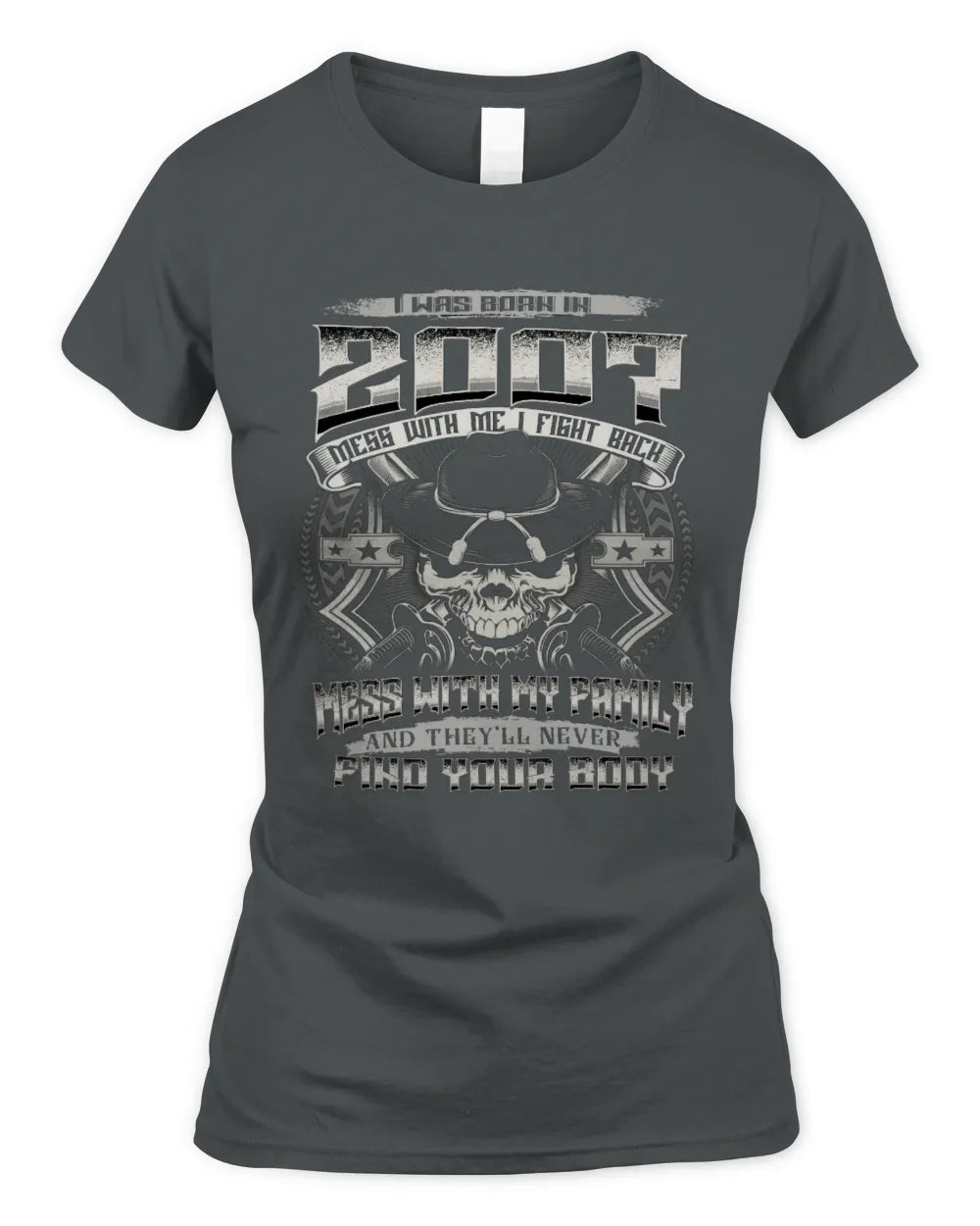 2007 HH89-K2 – T-shirt – Theme: "Birth Year – Family Always Protects" - Women's Standard T-Shirt - Charcoal