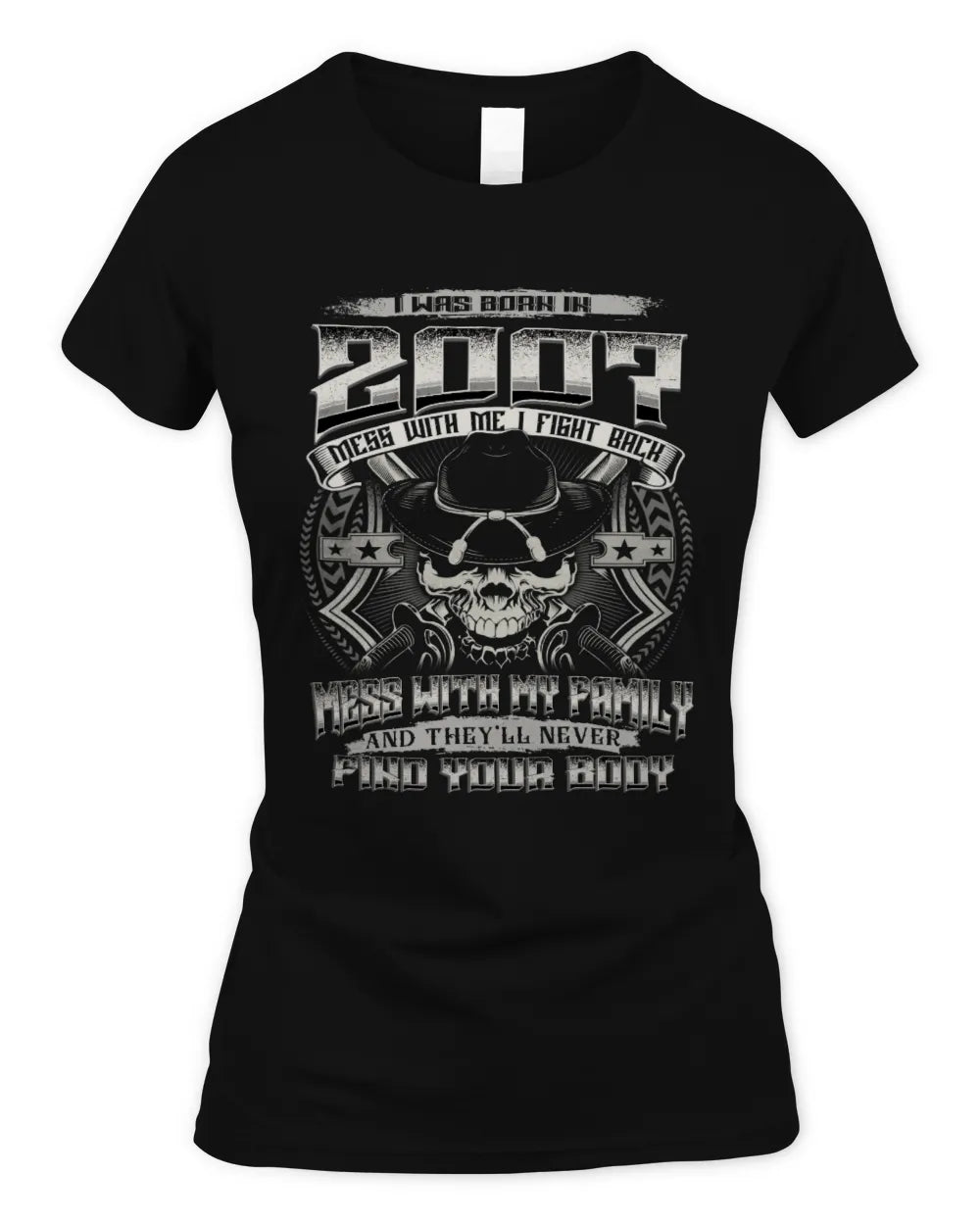 2007 HH89-K2 – T-shirt – Theme: "Birth Year – Family Always Protects" - Women's Standard T-Shirt - Black