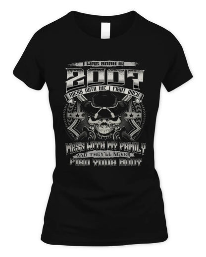 2007 HH89-K2 – T-shirt – Theme: "Birth Year – Family Always Protects" - Women's Standard T-Shirt - Black