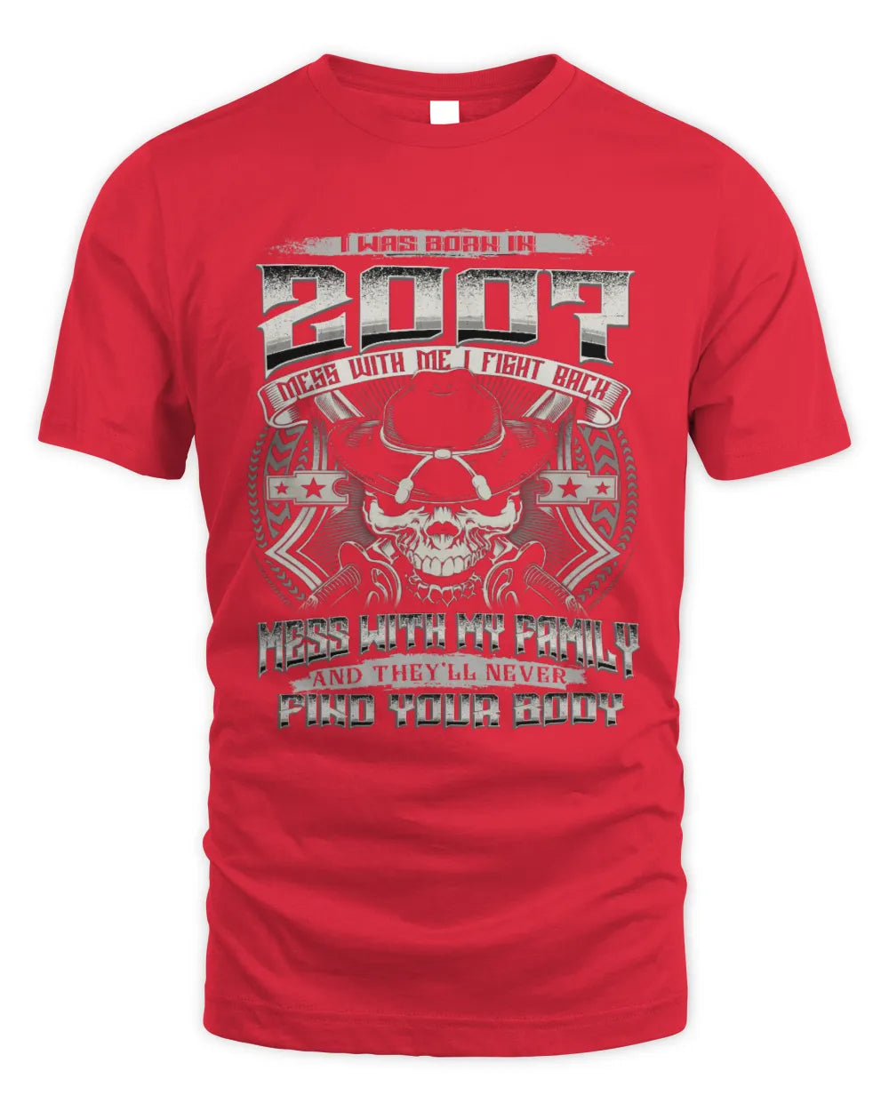 2007 HH89-K2 – T-shirt – Theme: "Birth Year – Family Always Protects" - Unisex Standard T-Shirt - Red