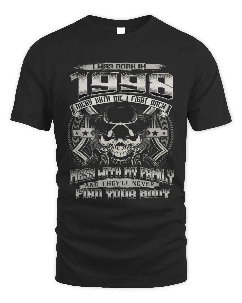 1998 HH89-K2 – T-shirt – Theme: "Birth Year – Family Always Protects" - Unisex Standard T-Shirt - Black