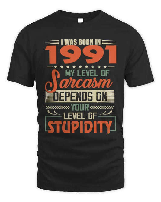 1991 HH89-K2 – Vintage Born to Be Sarcastic T-Shirt - Unisex Standard T-Shirt - Black