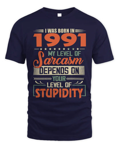 1991 HH89-K2 – Vintage Born to Be Sarcastic T-Shirt - Unisex Standard T-Shirt - Navy