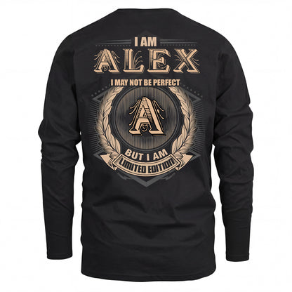 ALEX 2K-101–Personalized Name Quote Apparel “I Am NAME May Not Be Perfect But I Am Limited Edition”