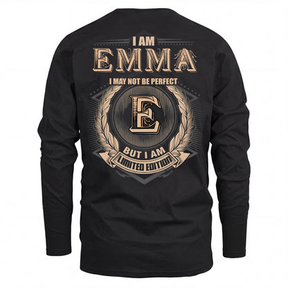 EMMA 2K-101–Personalized Name Quote Apparel “I Am NAME May Not Be Perfect But I Am Limited Edition”