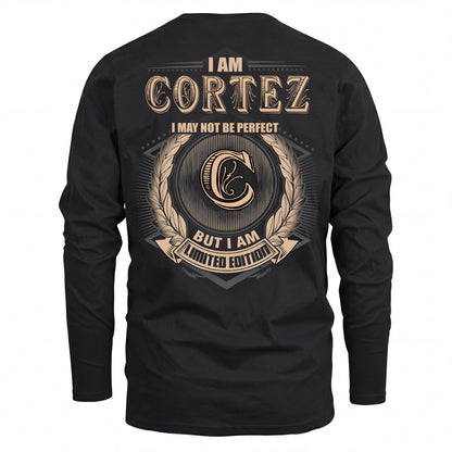 CORTEZ 2K-101–Personalized Name Quote Apparel “I Am NAME May Not Be Perfect But I Am Limited Edition”