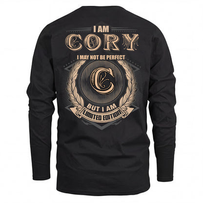 CORY 2K-101–Personalized Name Quote Apparel “I Am NAME May Not Be Perfect But I Am Limited Edition”