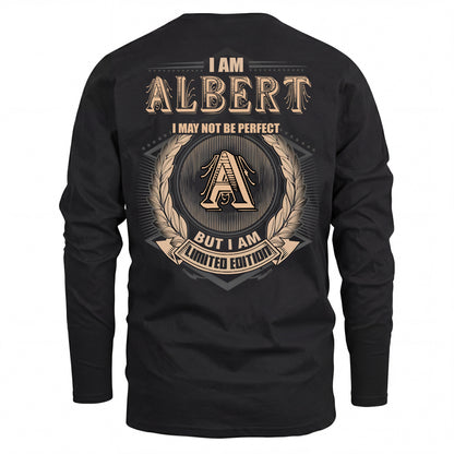 ALBERT 2K-101–Personalized Name Quote Apparel “I Am NAME May Not Be Perfect But I Am Limited Edition”