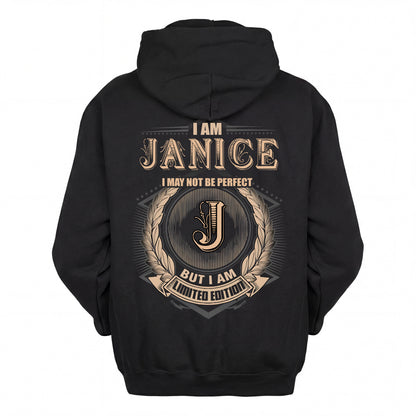JANICE 2K-101–Personalized Name Quote Apparel “I Am NAME May Not Be Perfect But I Am Limited Edition”