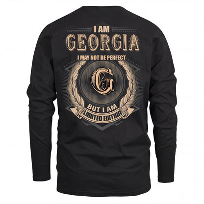 GEORGIA 2K-101–Personalized Name Quote Apparel “I Am NAME May Not Be Perfect But I Am Limited Edition”