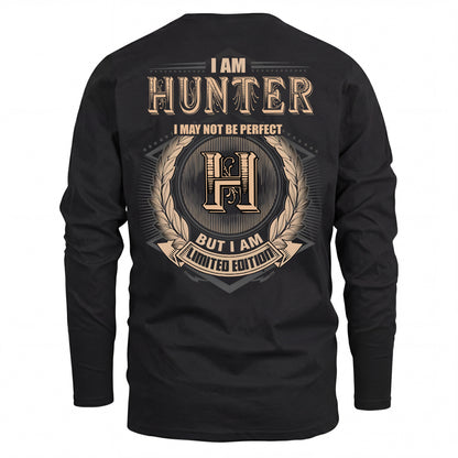 HUNTER 2K-101–Personalized Name Quote Apparel “I Am NAME May Not Be Perfect But I Am Limited Edition”
