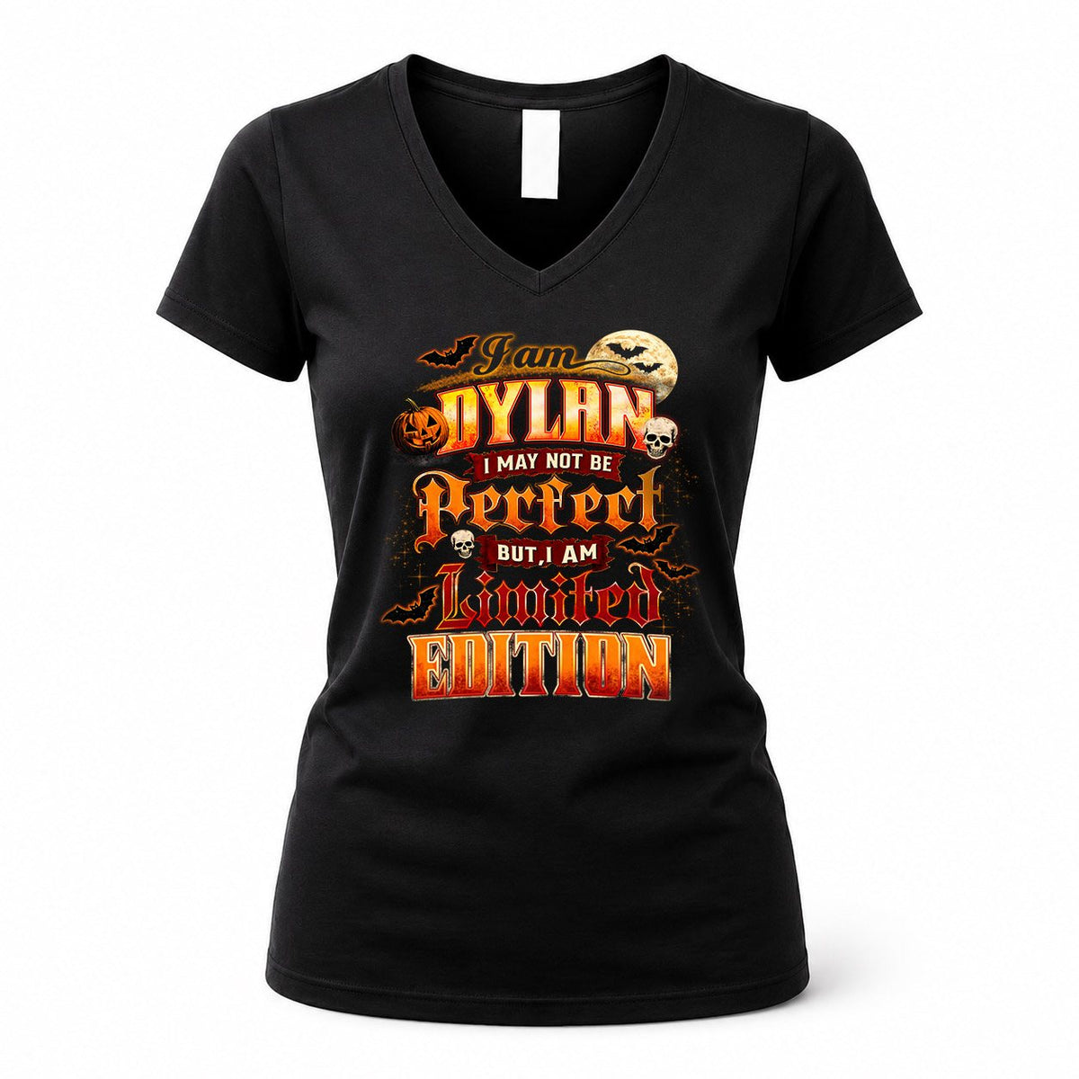 DYLAN HH-F008 – Personalized Name Halloween Shirt – “I May Not Be Perfect, But I Am Limited Edition” Custom Apparel