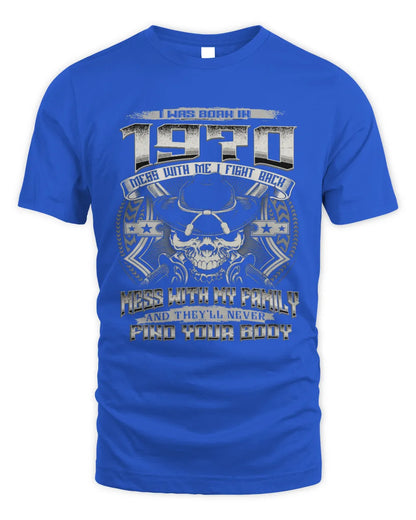 1970 HH89-K2 – T-shirt – Theme: "Birth Year – Family Always Protects" - Unisex Standard T-Shirt - Royal