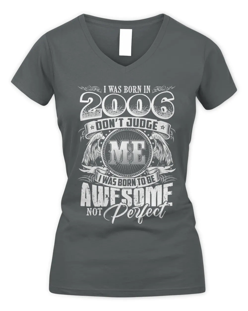 2006 HH89-K2 – Awesome Birth Year Quote T-Shirt - Women's V-Neck T-Shirt - Charcoal