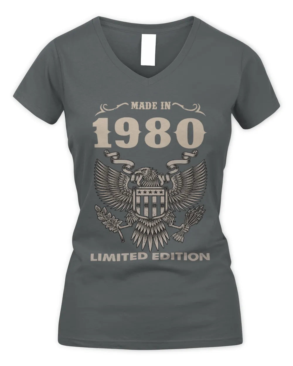 1980 HH89-K2 – Classic Birth Year Limited Edition T-Shirt - Women's V-Neck T-Shirt - Charcoal