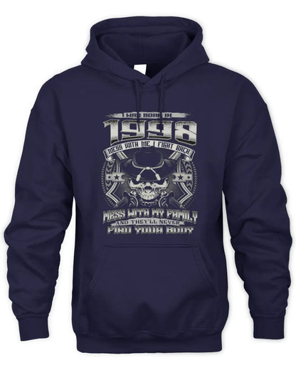 1998 HH89-K2 – T-shirt – Theme: "Birth Year – Family Always Protects" - Unisex Hoodie - Navy