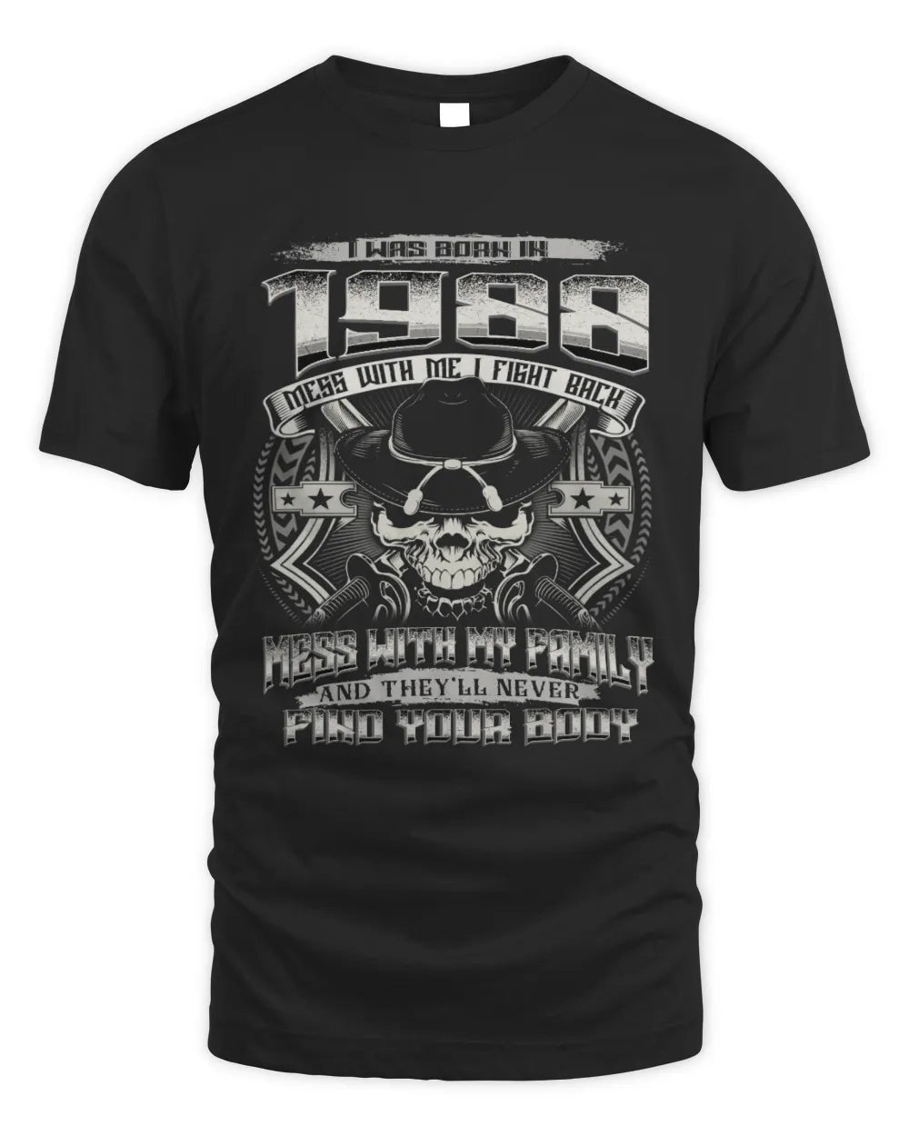 1988 HH89-K2 – T-shirt – Theme: "Birth Year – Family Always Protects" - Unisex Standard T-Shirt - Black