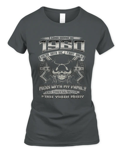 1960 HH89-K2 – T-shirt – Theme: "Birth Year – Family Always Protects" - Women's Standard T-Shirt - Charcoal