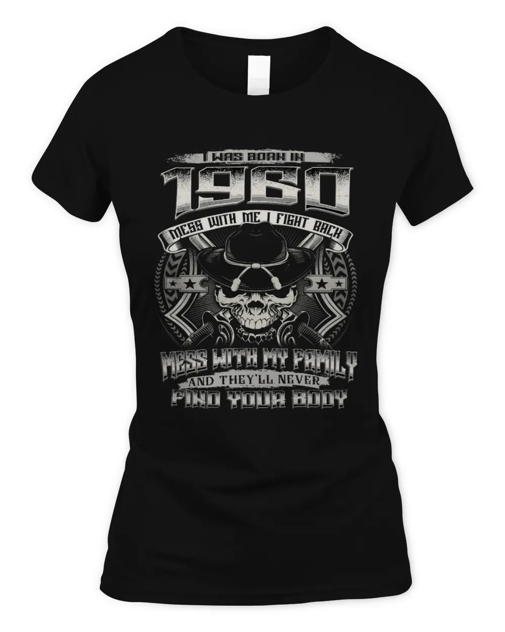 1960 HH89-K2 – T-shirt – Theme: "Birth Year – Family Always Protects" - Women's Standard T-Shirt - Black