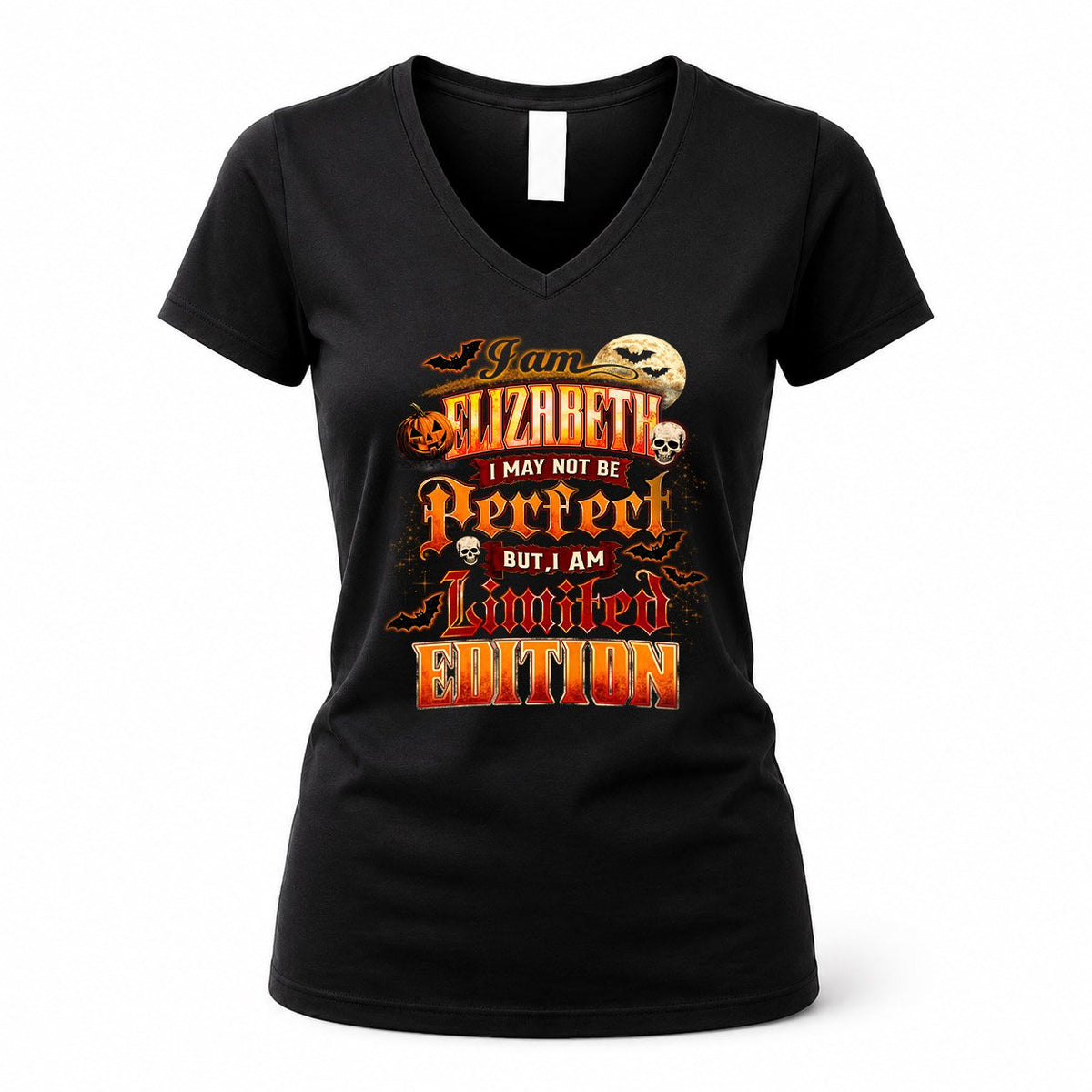 ELIZABETH HH-F008 – Personalized Name Halloween Shirt – “I May Not Be Perfect, But I Am Limited Edition” Custom Apparel