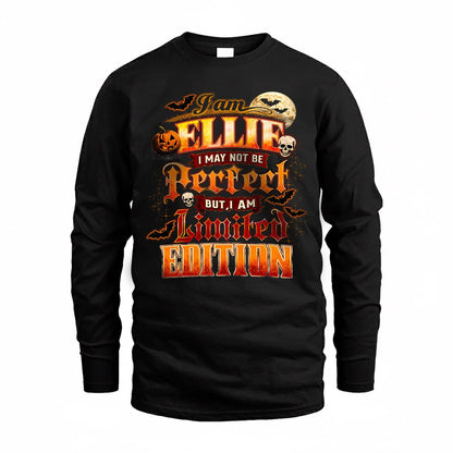 ELLIE HH-F008 – Personalized Name Halloween Shirt – “I May Not Be Perfect, But I Am Limited Edition” Custom Apparel