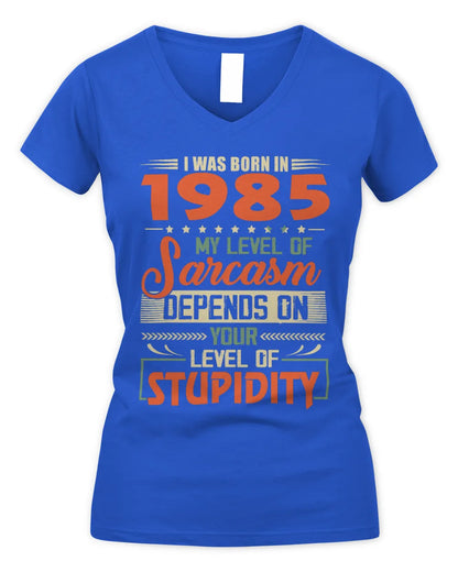 1985 HH89-K2 – Vintage Born to Be Sarcastic T-Shirt - Women's V-Neck T-Shirt - Royal