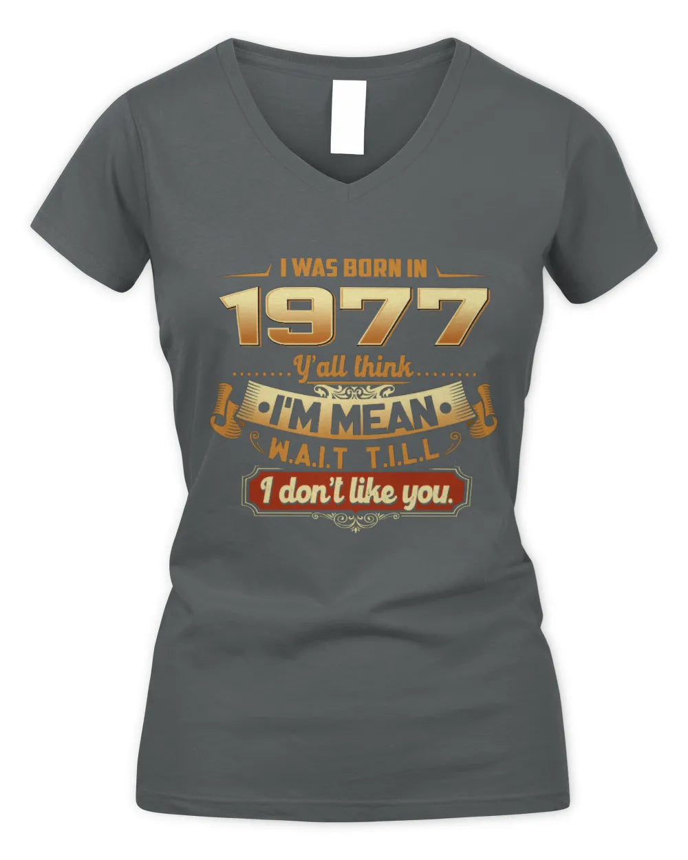 1977 HH89-K2 – Funny Birth Year Attitude Quote T-Shirt - Women's V-Neck T-Shirt - Charcoal