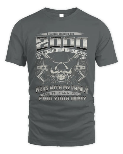 2000 HH89-K2 – T-shirt – Theme: "Birth Year – Family Always Protects" - Unisex Standard T-Shirt - Charcoal