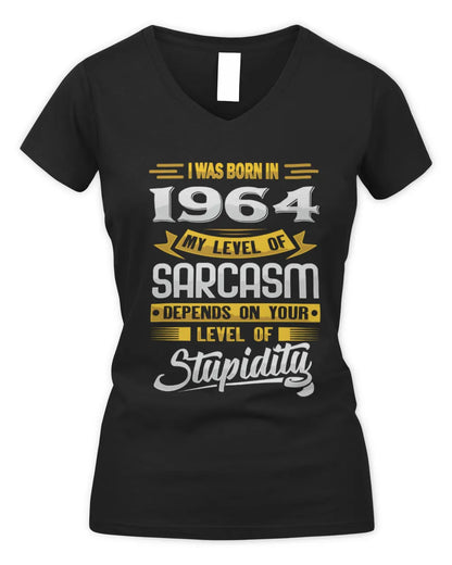 1964 HH88-K2 – Funny Birth Year Sarcasm Quote T-Shirt - Women's V-Neck T-Shirt - Black