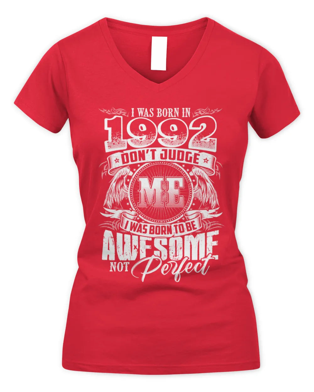 1992 HH89-K2 – Awesome Birth Year Quote T-Shirt - Women's V-Neck T-Shirt - Red