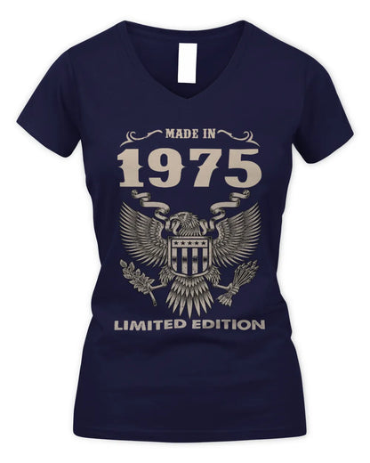 1975 HH89-K2 – Classic Birth Year Limited Edition T-Shirt - Women's V-Neck T-Shirt - Navy
