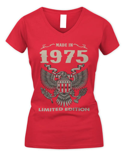1975 HH89-K2 – Classic Birth Year Limited Edition T-Shirt - Women's V-Neck T-Shirt - Red