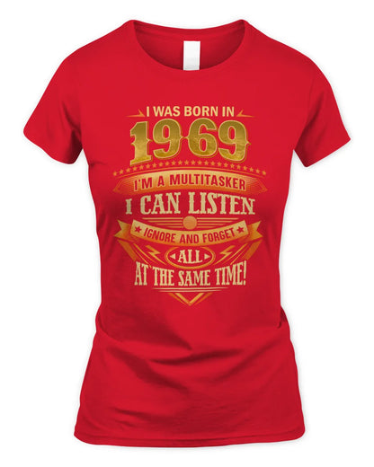 1969 HH89-K2 – Funny Birth Year Multitasker Quote T-Shirt - Women's Standard T-Shirt - Red