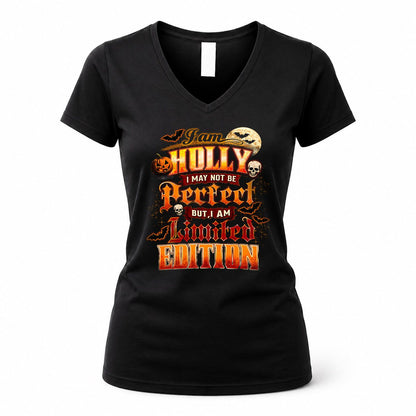HOLLY HH-F008 – Personalized Name Halloween Shirt – “I May Not Be Perfect, But I Am Limited Edition” Custom Apparel