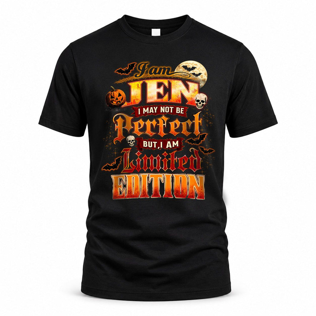 JEN HH-F008 – Personalized Name Halloween Shirt – “I May Not Be Perfect, But I Am Limited Edition” Custom Apparel